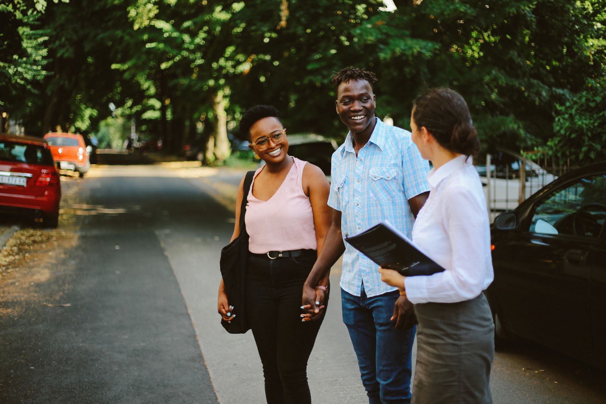 Real estate agent meeting prospective renters